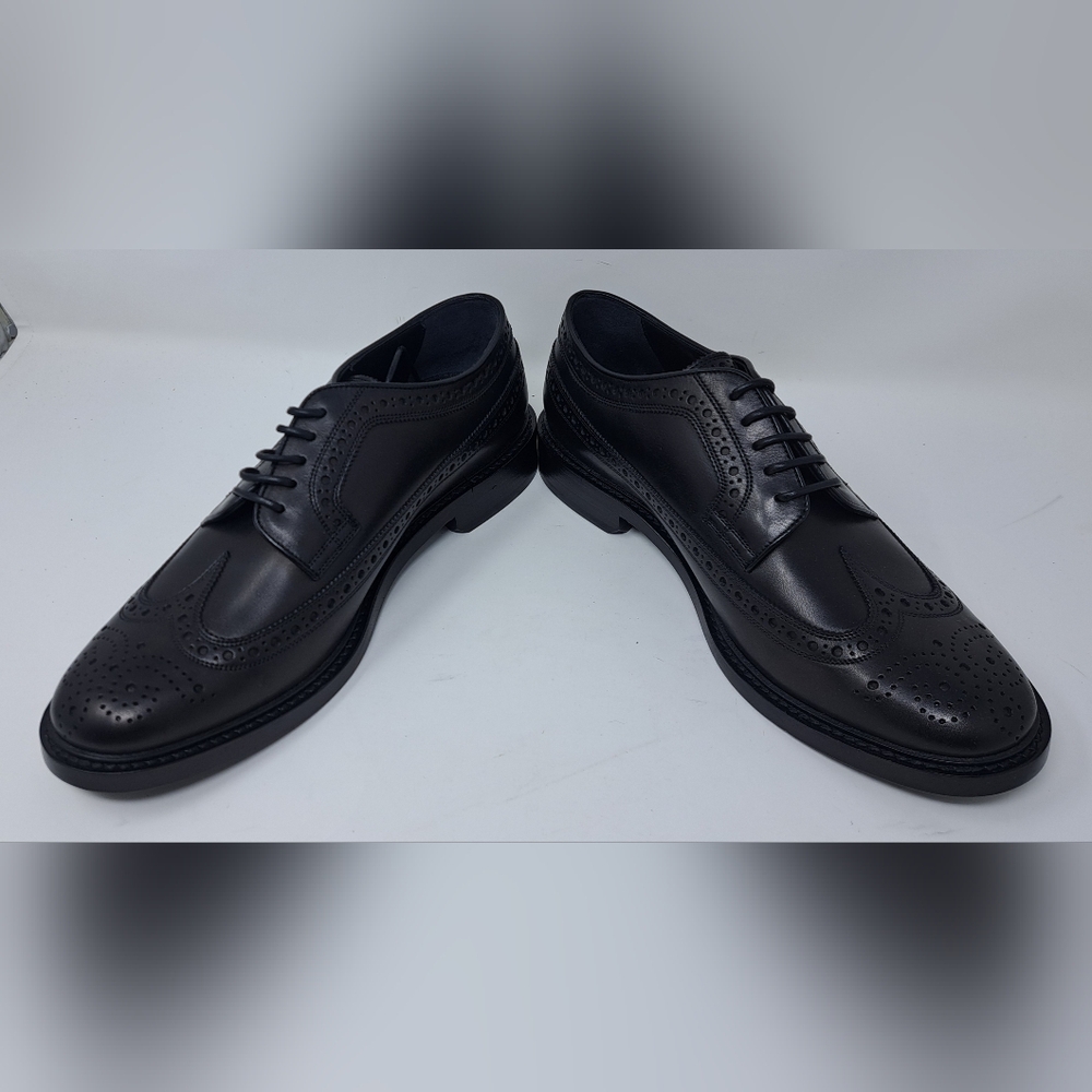 Burberry Men's Black Leather Wingtip Brogue Dress Shoes Lace Up 9 US 42 EU - Picture 12 of 14